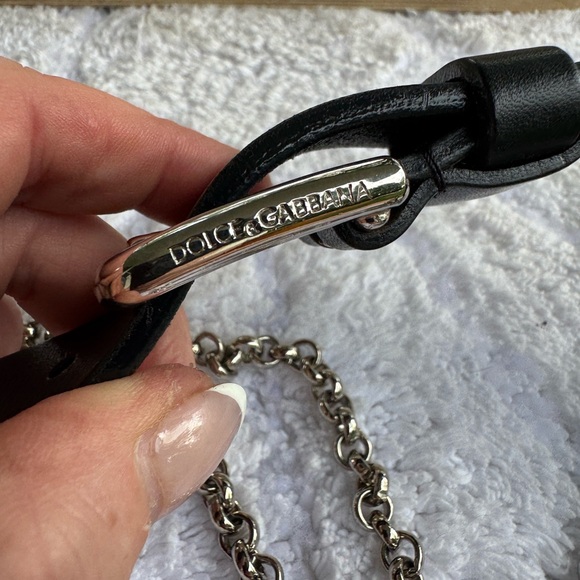 Authentic Dolce & Gabbana Black Belt with Silver Chains main image 8